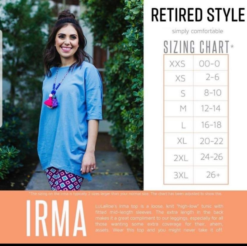 Lularoe Irma (various prints) shirts 3XL